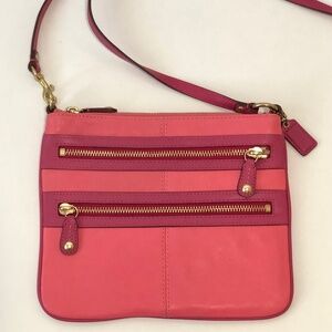 Coach Leather Coral Pink Crossbody Bag